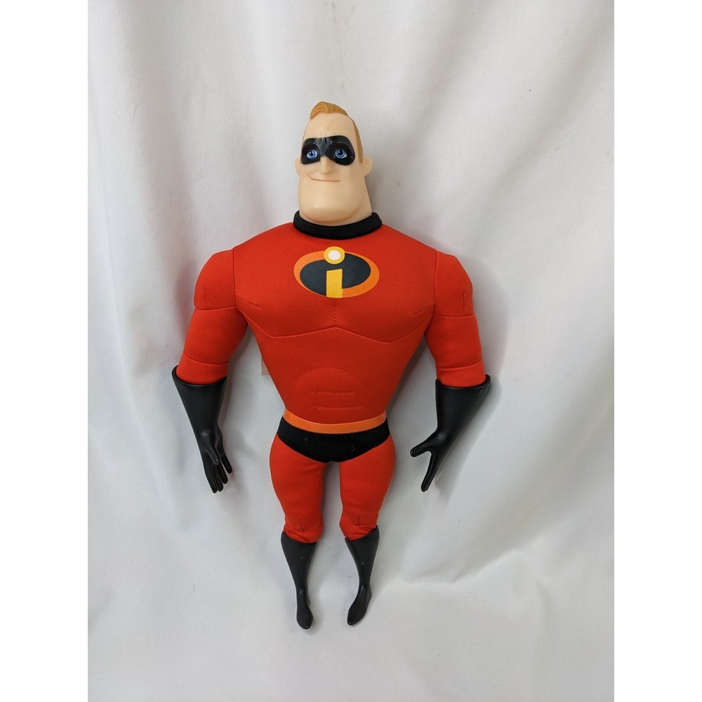 Disney The Incredibles Mr Dad Man Plush 14 Inch Jakks Pacific Vinyl Face Hands